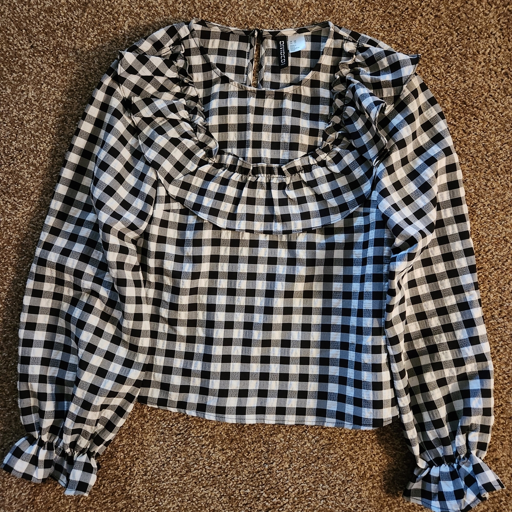 Black and White Checkered Blouse